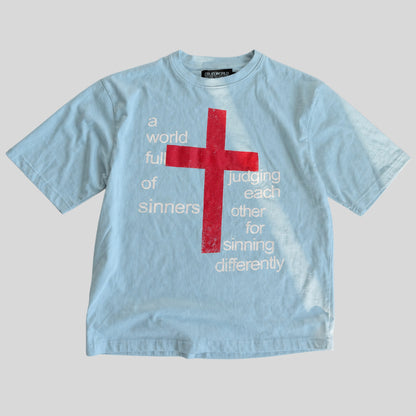 teal judgment t-shirt