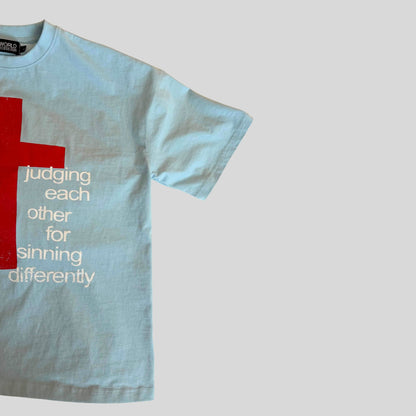 teal judgment t-shirt