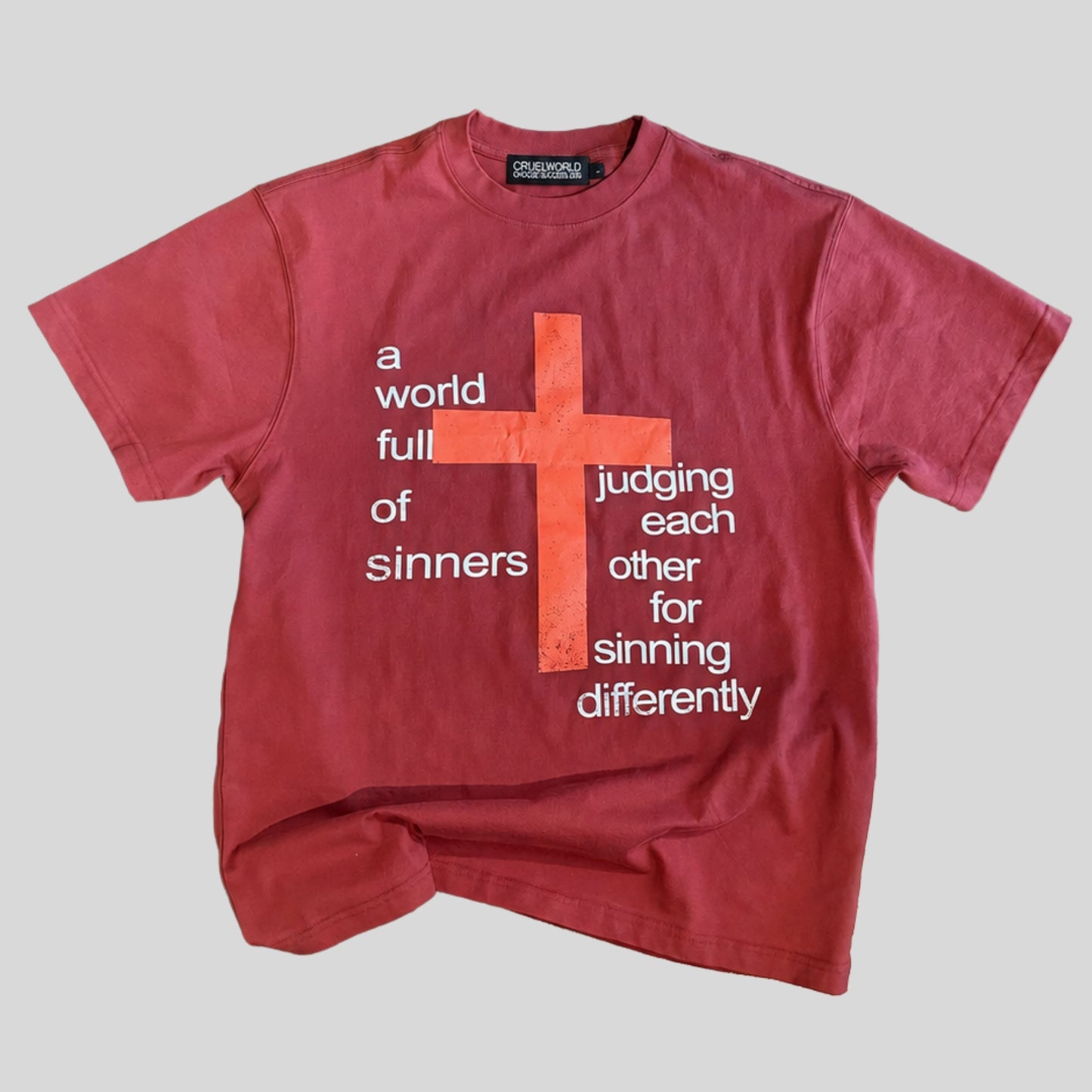 red judgment t-shirt