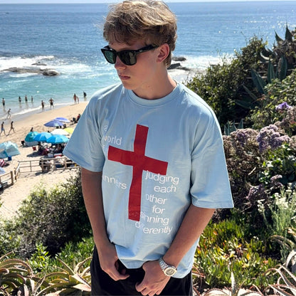 teal judgment t-shirt