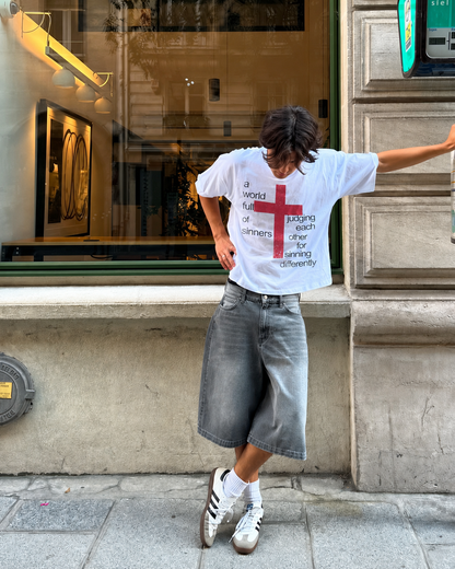 white judgment t-shirt Cruel World