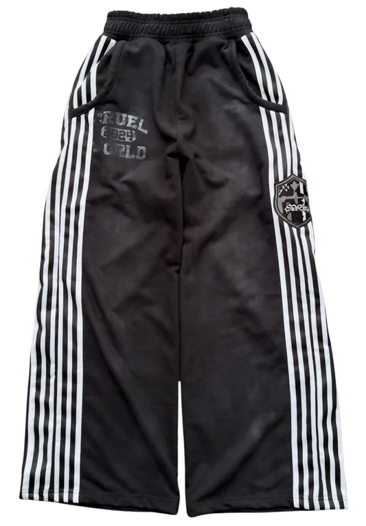 "X2" BLACK STRIPED SWEATS Cruel World