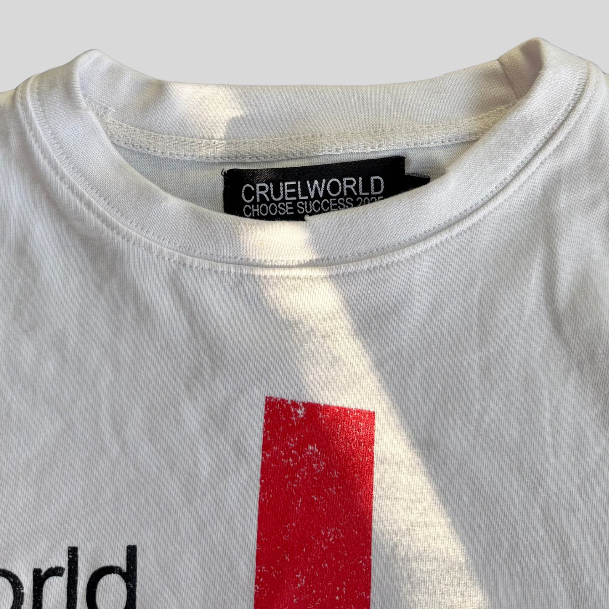 white judgment t-shirt Cruel World