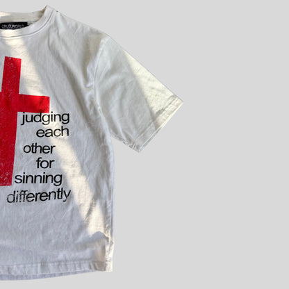 white judgment t-shirt Cruel World
